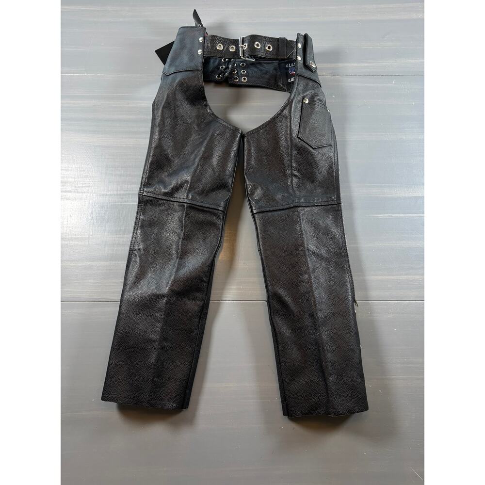 AL2495 – Kids Plain Lined Chaps in Split Cowhide Black Allstate Leather